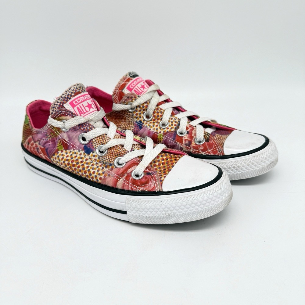 Converse Womens Sz 6 All Star Chuck Taylor Shoe Sneaker Floral Ox Pink  Colorful